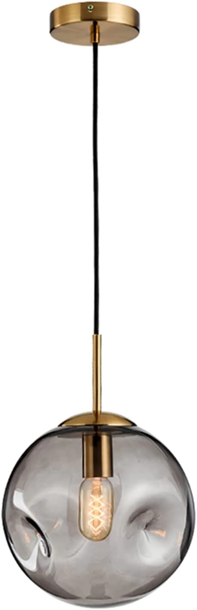 Main image of Brikey Glass Spherical Pendant Light,Gold Iron & Glass Globe Hanging Ceiling Lamp (7.8, Grey)