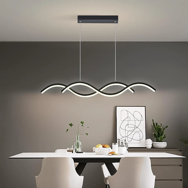 Main image of Modern LED Chandelier 31.49in Waving Linear Pendant Light Dimmable 3000K-6000K with Remote Control Hanging Island Light Fixture for Dining Room Living Room