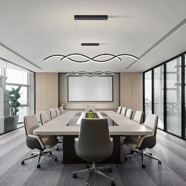 Alt view image 7 of 7 - Modern LED Chandelier 31.49in Waving Linear Pendant Light Dimmable 3000K-6000K with Remote Control Hanging Island Light Fixture for Dining Room Living Room