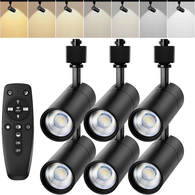 Main image of Black 20W Track Lighting Heads,2700K-6500K Stepless Dimming H Type LED Track Light Heads Dimmable Rail Ceiling Spotlight Fixtures Accent,CRI90+ 24° 1800LM,6 Pack (Black, 20W(6 Pack))