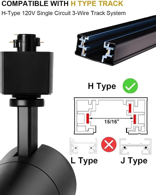 Alt view image 5 of 6 - Black 20W Track Lighting Heads,2700K-6500K Stepless Dimming H Type LED Track Light Heads Dimmable Rail Ceiling Spotlight Fixtures Accent,CRI90+ 24° 1800LM,6 Pack (Black, 20W(6 Pack))