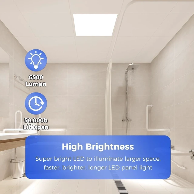 Alt view image 4 of 6 - 8 Pack 2x2 LED Flat Panel Light, Dimmable Lay-in Recessed for Drop Ceiling Light, 6500LM, 120-277V, 30-50W Selectable, 5 CCT (3000K-6500K)