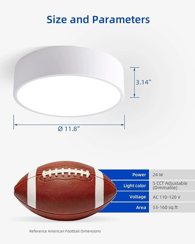 Alt view image 6 of 7 - LED Ceiling Light, Modern Round White 11.8 Inch 24W Dimmable 5CCT