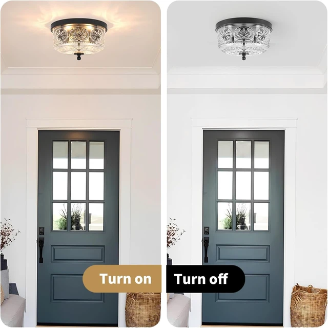 Alt view image 7 of 7 - 12 Inch 2-Light Vintage Black Flush Mount Ceiling Light Fixture