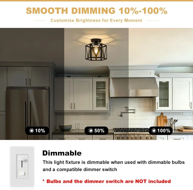 Alt view image 6 of 7 - Small Black Farmhouse Semi Flush Mount Ceiling Light, 1-Light