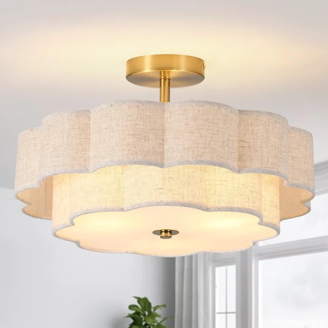 Main image of 17.7" Modern Semi Flush Mount Ceiling Light,Modern Gold Drum