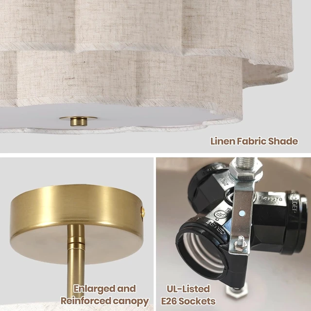 Alt view image 3 of 7 - 17.7" Modern Semi Flush Mount Ceiling Light,Modern Gold Drum