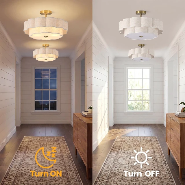 Alt view image 4 of 7 - 17.7" Modern Semi Flush Mount Ceiling Light,Modern Gold Drum
