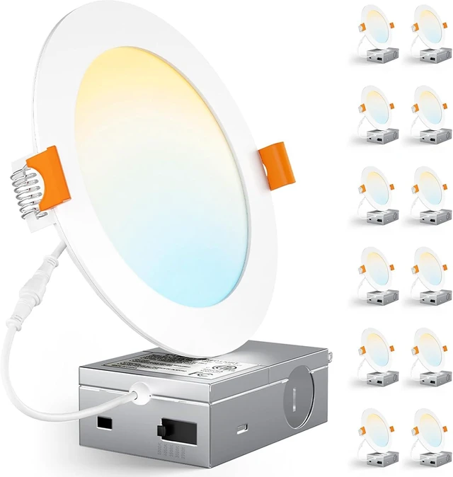 Main image of CHARKEE 12 Pack 6 Inch 5CCT LED Canless Recessed Ceiling Light