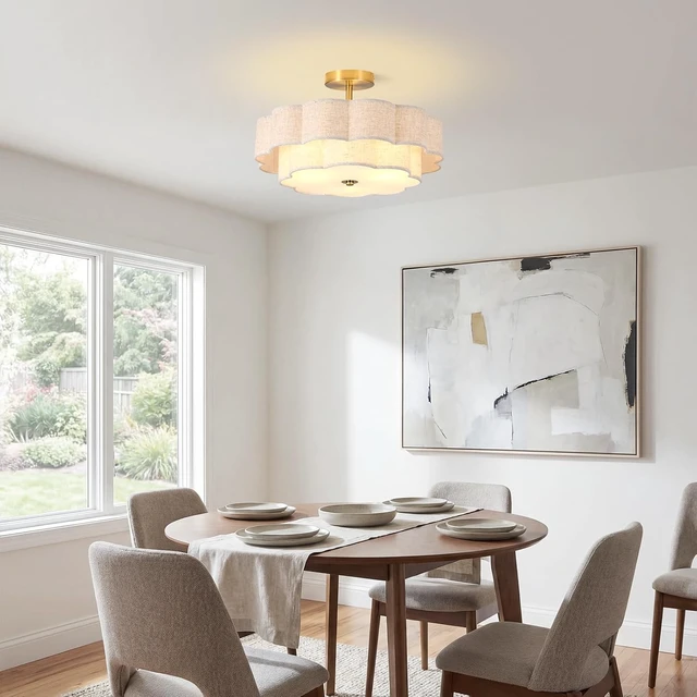 Alt view image 6 of 7 - 17.7" Modern Semi Flush Mount Ceiling Light,Modern Gold Drum