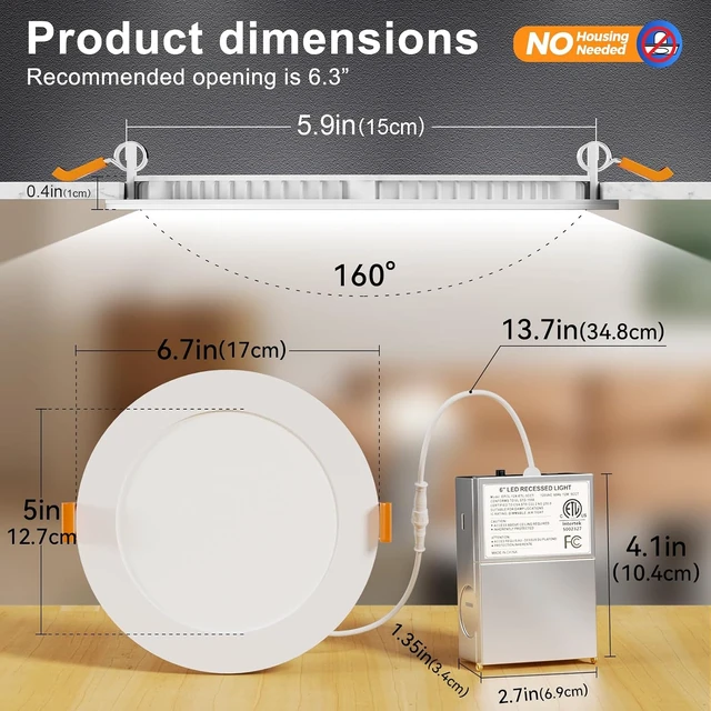 Alt view image 2 of 7 - CHARKEE 12 Pack 6 Inch 5CCT LED Canless Recessed Ceiling Light
