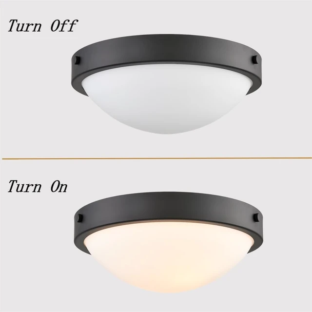 Alt view image 5 of 7 - DEYNITE Flush Mount Ceiling Light, 2-Light Black, 12.9" Milk Glass Dome