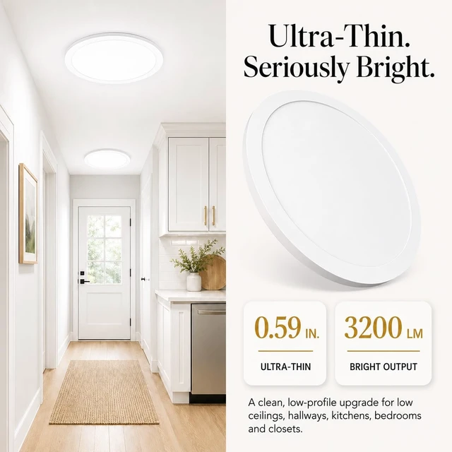 Alt view image 2 of 7 - 4 Pack 12 Inch Dimmable LED Flush Mount Ceiling Light Fixtures, 0.59In Super Slim 28W 3200LM, 2700K/3000K/4000K/5000K/6500K Adjustable Round Modern Ceiling Lights for Bedroom, Kitchen, Hallway, White