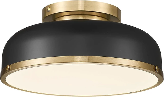 Main image of kudos 12 Inch Black and Gold LED Flush Mount Ceiling Light, 5CCT, KDCL15-BK