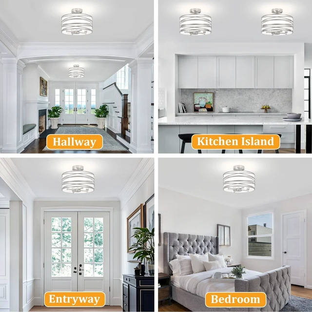 Alt view image 3 of 7 - TOULMJ 4-Light Modern Semi Flush Mount Ceiling Light Hallway Light Fixtures