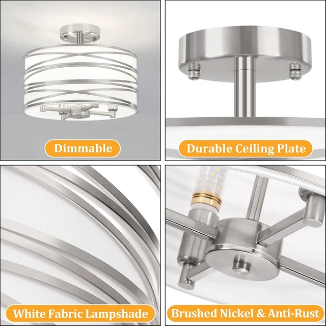 Alt view image 4 of 7 - TOULMJ 4-Light Modern Semi Flush Mount Ceiling Light Hallway Light Fixtures