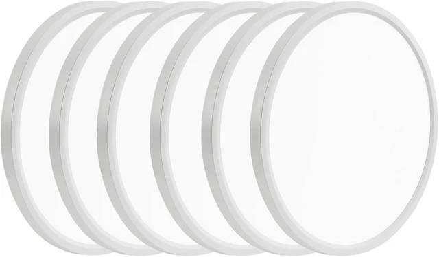 Main image of 12 Inch Flush Mount Ceiling Light, White 6 Pack Flat Ceiling Light, Dimmable, Adjustable Color Temperature, 24W 2800LM Ultra Thin Round Fixture for Bedroom, Kitchen, Living Room, Bathroom