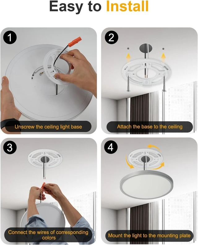Alt view image 3 of 6 - 12 Inch Flush Mount Ceiling Light, White 6 Pack Flat Ceiling Light, Dimmable, Adjustable Color Temperature, 24W 2800LM Ultra Thin Round Fixture for Bedroom, Kitchen, Living Room, Bathroom