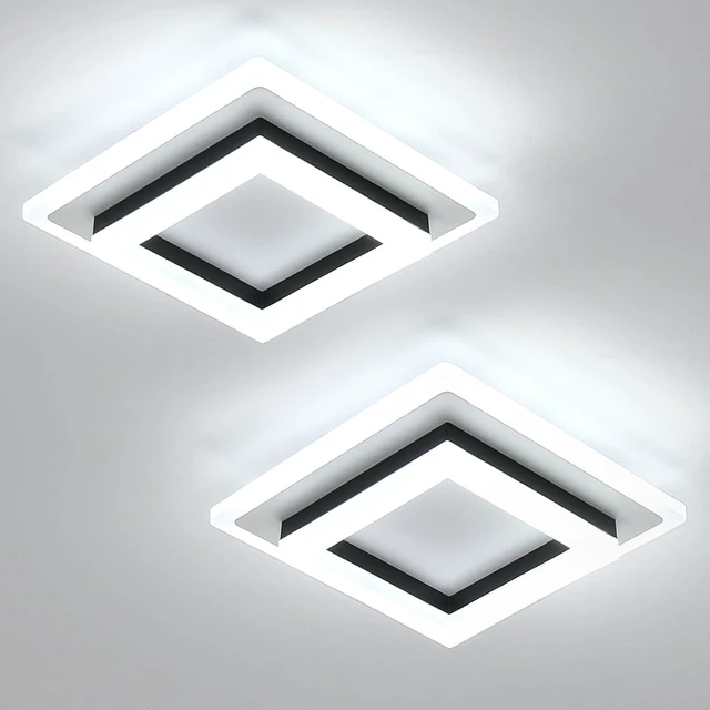 Main image of DELIPOP 2 Pack Modern LED Ceiling Light, 24W Black Flush Mount Ceiling Lamp Fixture, 6500K Cold White LED Hallway Light for Living Room Bedroom Entryway Bathroom Kitchen