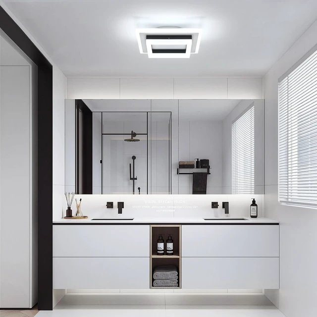 Alt view image 2 of 7 - DELIPOP 2 Pack Modern LED Ceiling Light, 24W Black Flush Mount Ceiling Lamp Fixture, 6500K Cold White LED Hallway Light for Living Room Bedroom Entryway Bathroom Kitchen