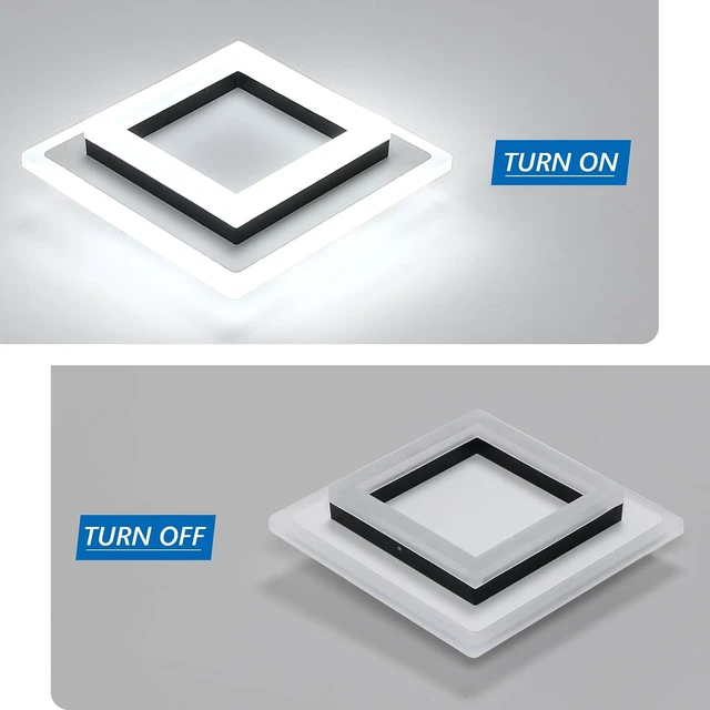 Alt view image 6 of 7 - DELIPOP 2 Pack Modern LED Ceiling Light, 24W Black Flush Mount Ceiling Lamp Fixture, 6500K Cold White LED Hallway Light for Living Room Bedroom Entryway Bathroom Kitchen