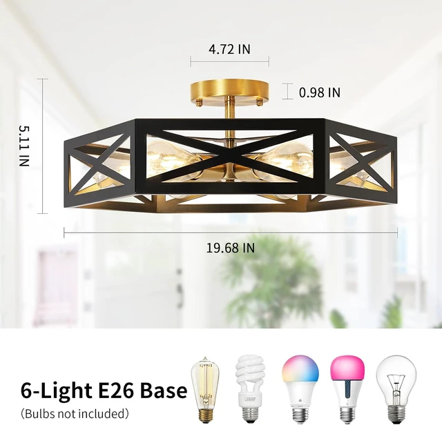 Alt view image 5 of 7 - Semi Flush Mount Ceiling Light, Modern Fixtures Ceiling Mount