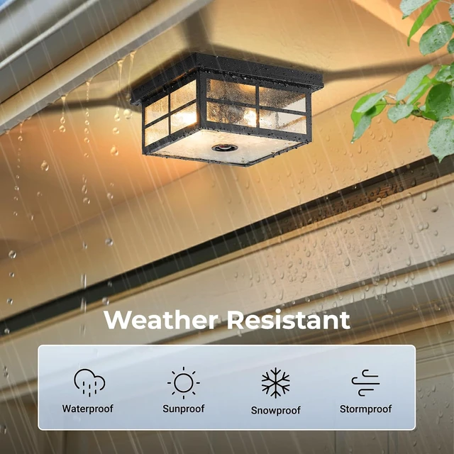 Alt view image 4 of 7 - VIANIS Black Smart Motion Sensor Outdoor Ceiling Light with Remote Control