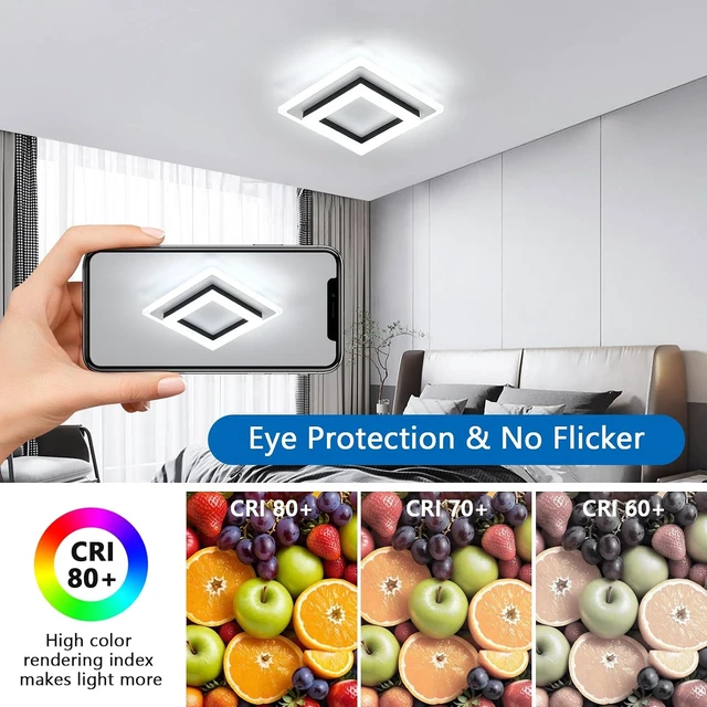 Alt view image 5 of 7 - DELIPOP 2 Pack Modern LED Ceiling Light, 24W Black Flush Mount Ceiling Lamp Fixture, 6500K Cold White LED Hallway Light for Living Room Bedroom Entryway Bathroom Kitchen
