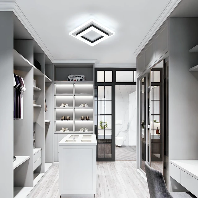 Alt view image 7 of 7 - DELIPOP 2 Pack Modern LED Ceiling Light, 24W Black Flush Mount Ceiling Lamp Fixture, 6500K Cold White LED Hallway Light for Living Room Bedroom Entryway Bathroom Kitchen