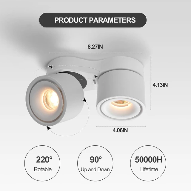 Alt view image 3 of 7 - LED Ceiling Spot Lights Indoor, Directional, Dimmable Dual Head, 3CCT, 20W