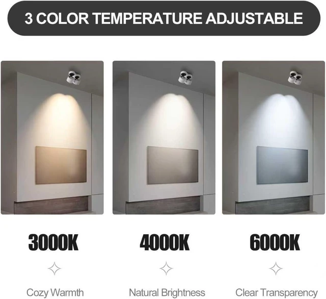 Alt view image 4 of 7 - LED Ceiling Spot Lights Indoor, Directional, Dimmable Dual Head, 3CCT, 20W