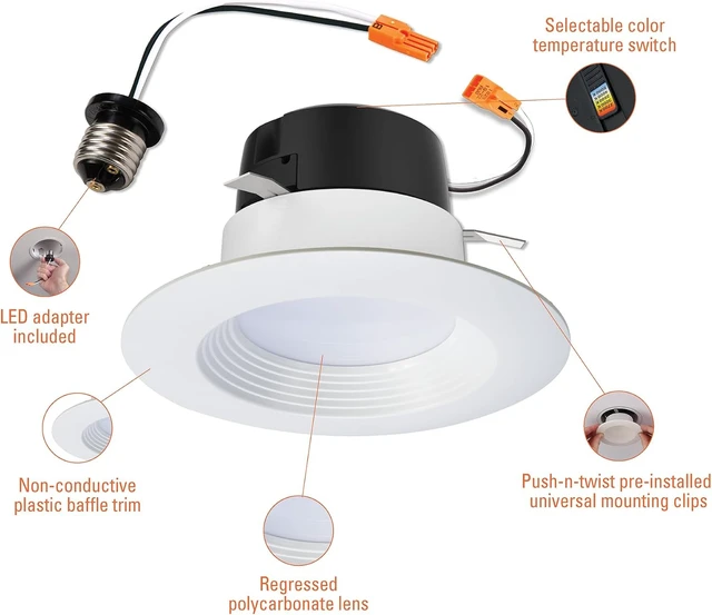Alt view image 4 of 7 - HALO LT 4 inch LED recessed Can Light Trim, 5 CCT, Dimmable, 700lm 6PK