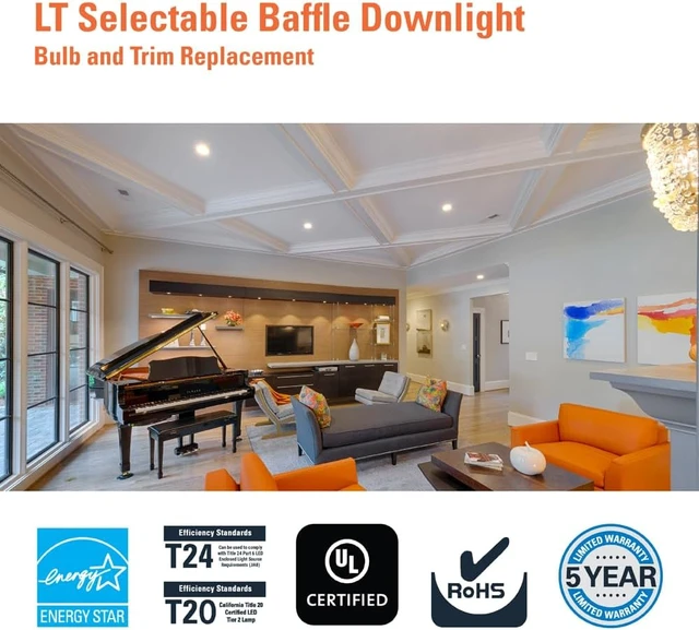 Alt view image 7 of 7 - HALO LT 4 inch LED recessed Can Light Trim, 5 CCT, Dimmable, 700lm 6PK