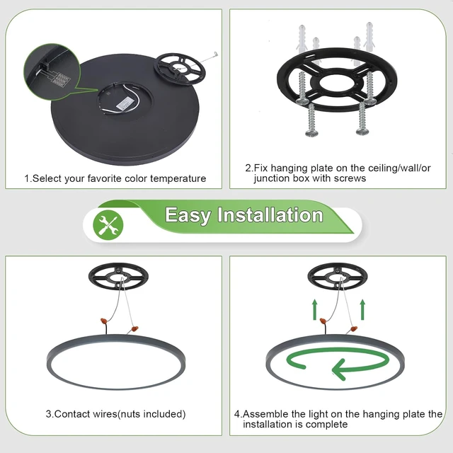 Alt view image 6 of 6 - 6PK 15.8 Inch LED Flush Mount Ceiling Light Fixture, 32W,3200LM,3000K/4000K/6000K CCT Selectable,0.67 inch Super Slim LED Ceiling Light for Bedroom,Hallway,Kitchen,Black