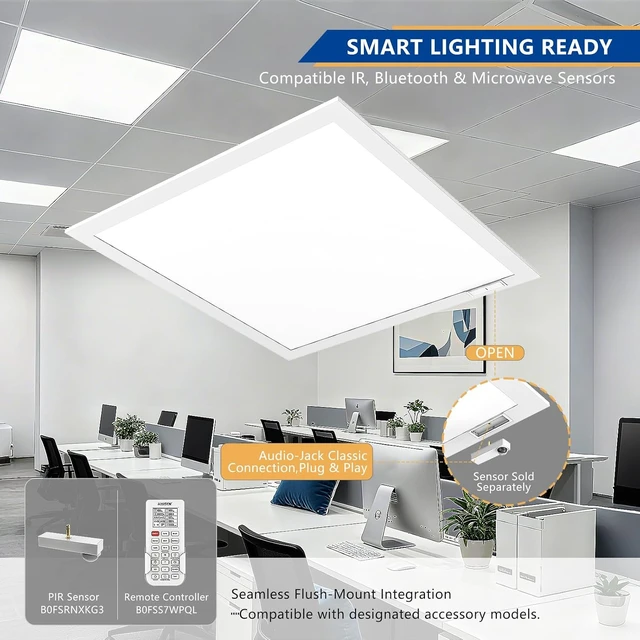Alt view image 7 of 7 - 2x2 LED Drop Ceiling Light Panel,6000LM Sensor-Ready,ETL 2 Pack