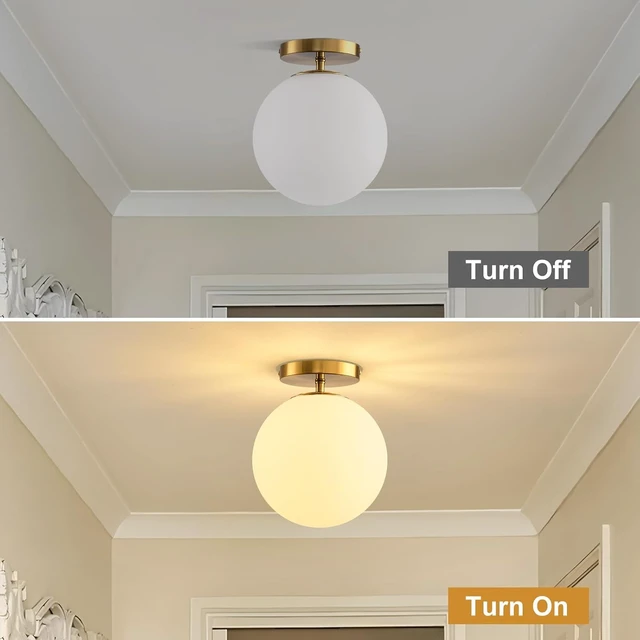 Alt view image 2 of 7 - Semi Flush Mount Ceiling Light Fixture with 8in Globe Milk Glass