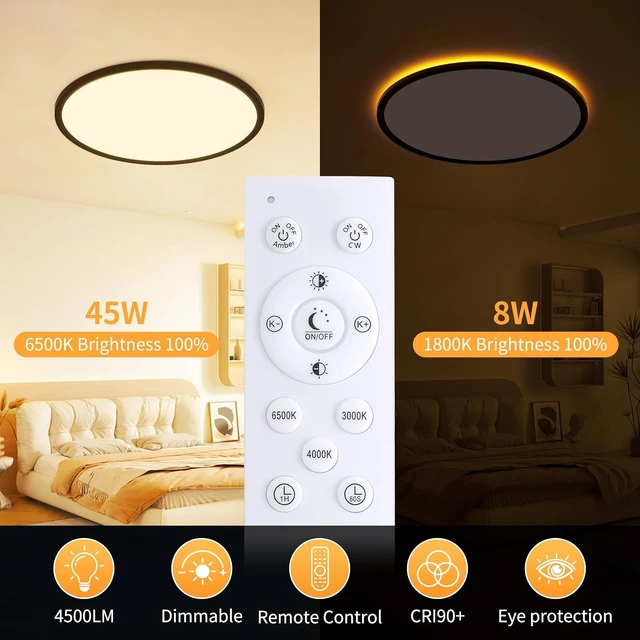 Alt view image 3 of 6 - MOONSEA 20 Inch LED Flush Mount Ceiling Light Fixture with Remote Control