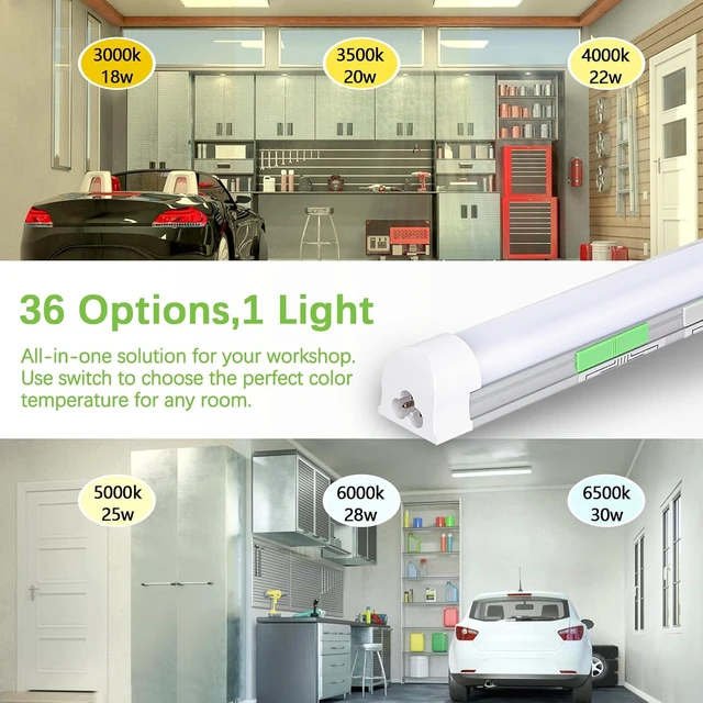 Alt view image 2 of 6 - 6-Pack 4FT LED Shop Light,4500LM,6WATT,6CCT,Plug-in Workshop Lights