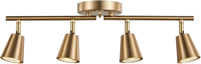 Main image of 4 Light Track Lighting Kit, Matt Brass Finish Adjustable with Moden Flush Mount Ceiling Spotlight for Kitchen,Living Room,Home Improvement