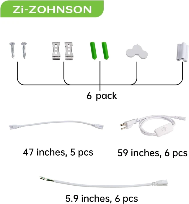 Alt view image 6 of 6 - 6-Pack 4FT LED Shop Light,4500LM,6WATT,6CCT,Plug-in Workshop Lights