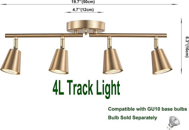 Alt view image 2 of 7 - 4 Light Track Lighting Kit, Matt Brass Finish Adjustable with Moden Flush Mount Ceiling Spotlight for Kitchen,Living Room,Home Improvement