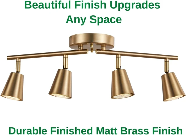 Alt view image 3 of 7 - 4 Light Track Lighting Kit, Matt Brass Finish Adjustable with Moden Flush Mount Ceiling Spotlight for Kitchen,Living Room,Home Improvement