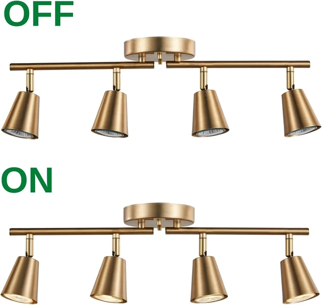 Alt view image 5 of 7 - 4 Light Track Lighting Kit, Matt Brass Finish Adjustable with Moden Flush Mount Ceiling Spotlight for Kitchen,Living Room,Home Improvement