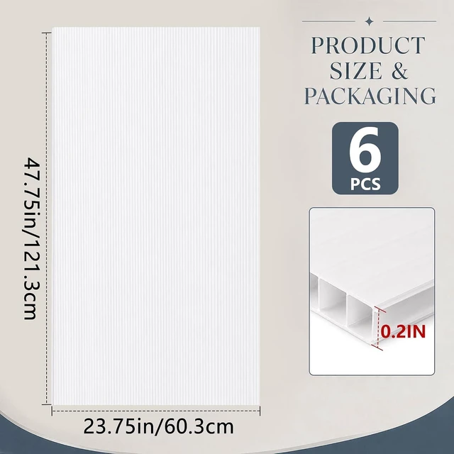 Alt view image 2 of 7 - 6 Pack Polycarbonate Fluorescent Light Covers, Lighting Diffuser Panel