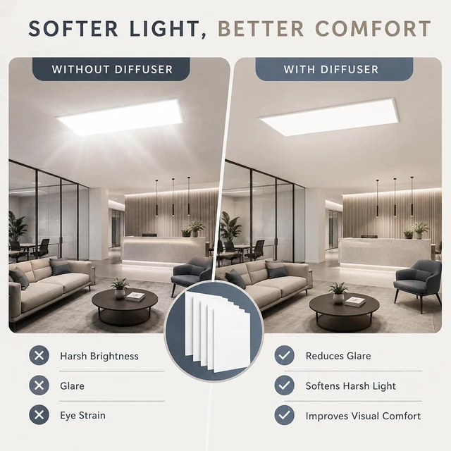 Alt view image 4 of 7 - 6 Pack Polycarbonate Fluorescent Light Covers, Lighting Diffuser Panel