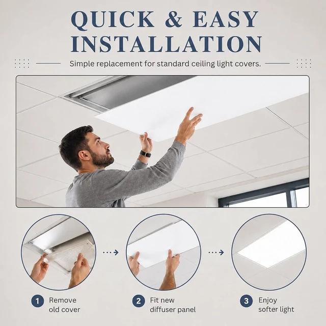 Alt view image 5 of 7 - 6 Pack Polycarbonate Fluorescent Light Covers, Lighting Diffuser Panel