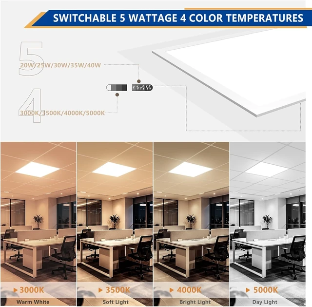 Alt view image 2 of 7 - 2x2 LED Drop Ceiling Light Panel,6000LM Sensor-Ready,ETL 2 Pack