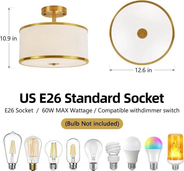 Alt view image 5 of 7 - Linen Drum Flush Mount Ceiling Light, Modern Fabric Shade