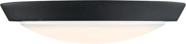 Alt view image 2 of 7 - Westinghouse 6117400 Traditional One-Light, 11 Inch 20 Watt LED Indoor Flush Mount Ceiling Light Fixture, Matte Black Finish, Acrylic Shade
