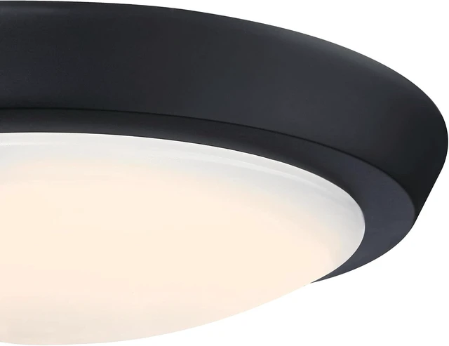 Alt view image 4 of 7 - Westinghouse 6117400 Traditional One-Light, 11 Inch 20 Watt LED Indoor Flush Mount Ceiling Light Fixture, Matte Black Finish, Acrylic Shade